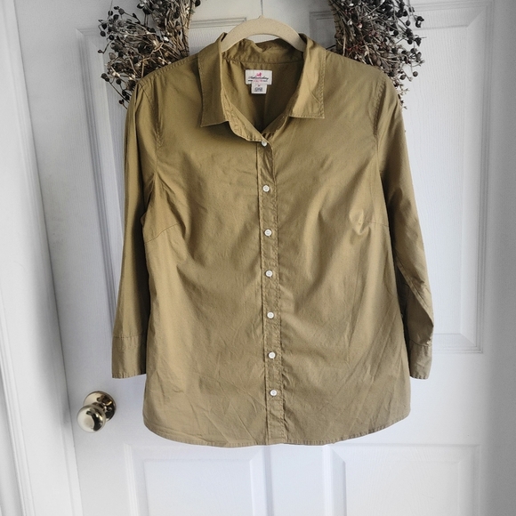 J. Crew Habadashery Classic button-up Ladies Shirt Olive Green Medium - Picture 1 of 7
